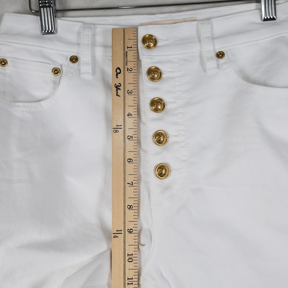 Tory Burch White High Rise Button Fly Embroidered Flower Cropped‎ Jeans Size 27 - Picture 6 of 16